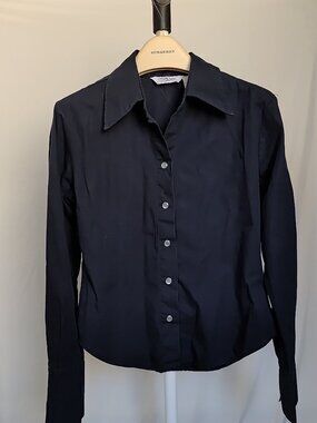 Tramp Small Black Shirt Long Sleeve Button Down Cotton Snap Button